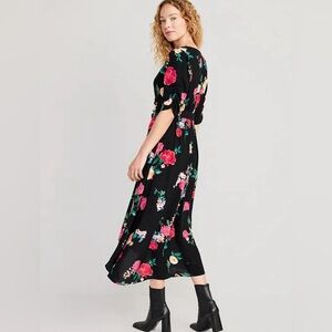 OLD NAVY NWT FLORAL Print MIDI V-neck dress, L
